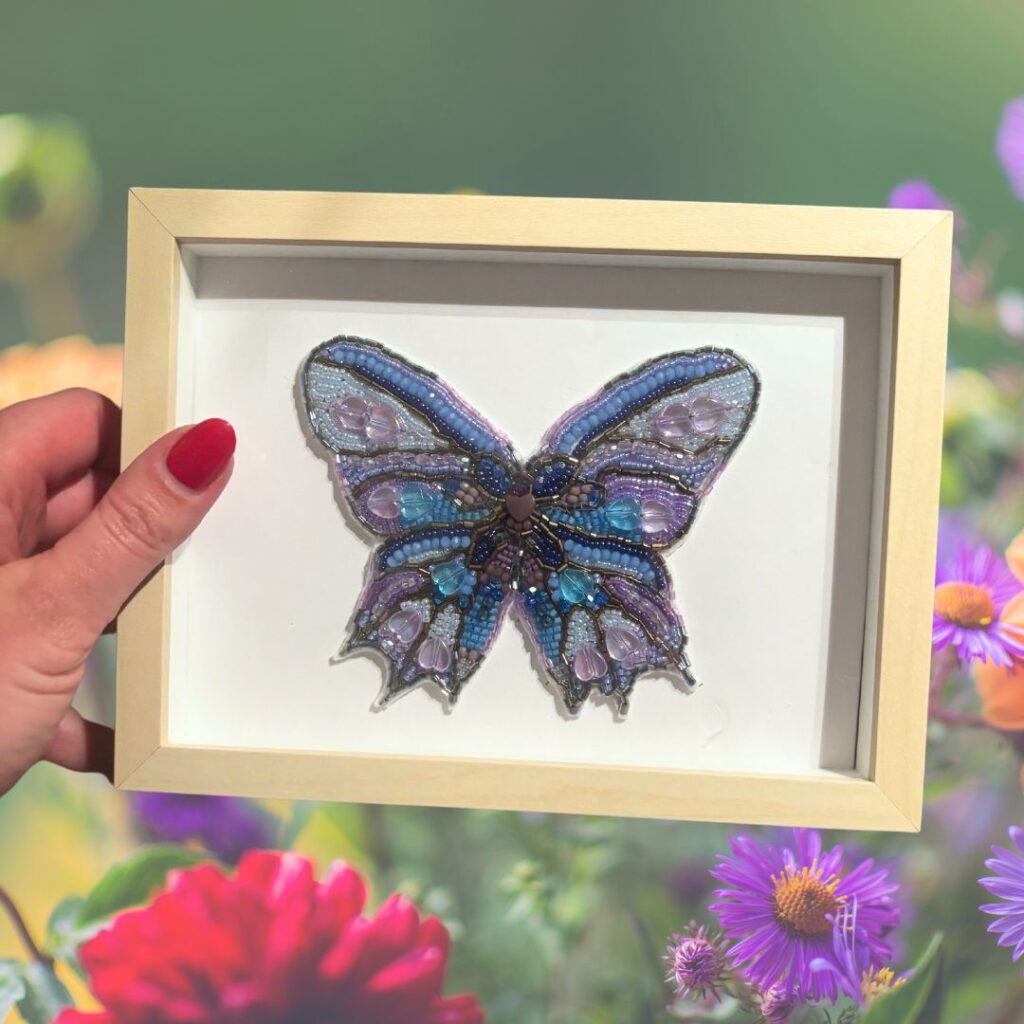 Bead embroidery vlinder